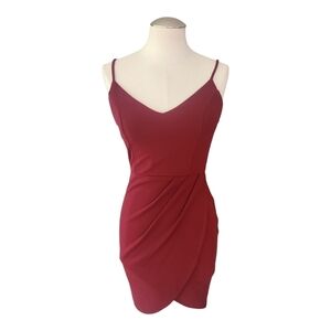 Lulus Red Bodycon Mini Dress Small Spaghetti Strap Ruched Cocktail Party Dress
